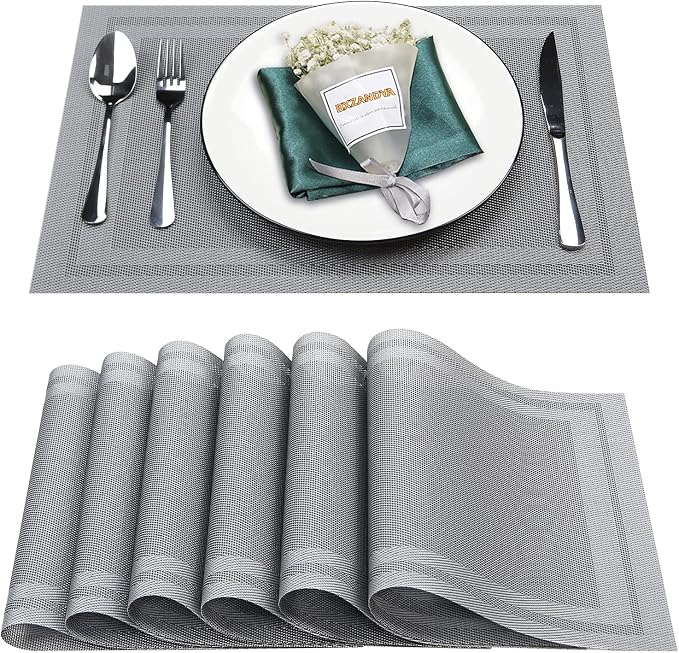 Placemats Set of 6, Vinyl PVC Heat Resistant Washable Placemats Set, Non Slip by BxzanDya-LifeSmartMaker