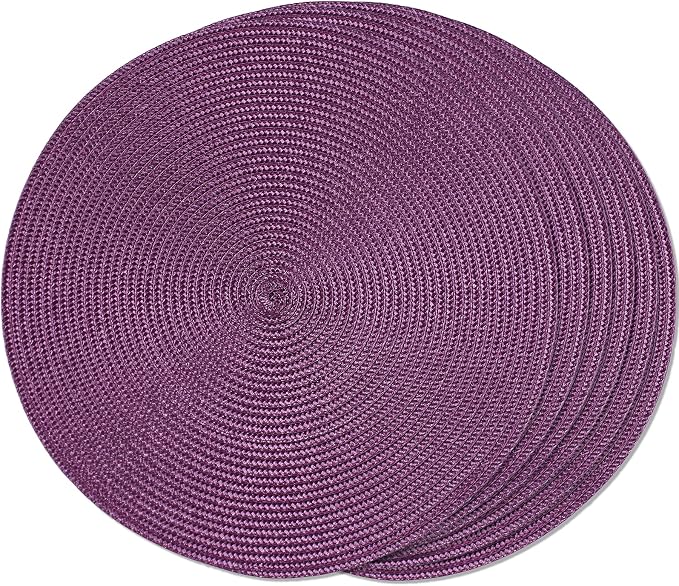 FunWheat Round Braided Placemats Set of 6 Table Mats by FunWheat