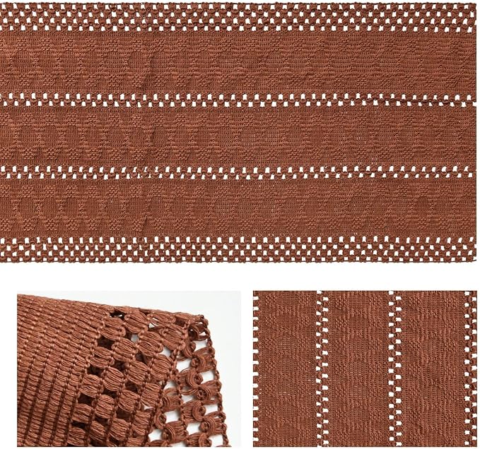 Artoid Mode Caramel Woven Farmhouse Hollow Table Runner 12x108 Inch | Holiday - Image 6