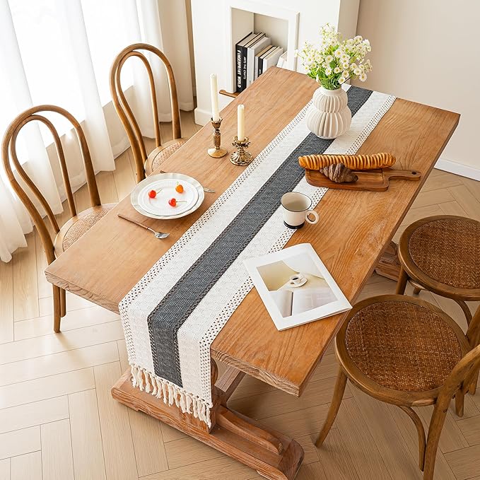 Farmhouse Table Runner for Home Decor 12x72 Grey Fall Home Decor | 72 Inches - Image 5