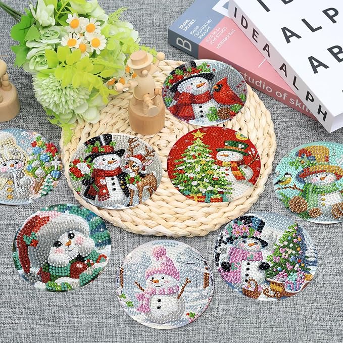 Ekuxom 8 PCS Christmas Diamond Art Coasters - Image 2