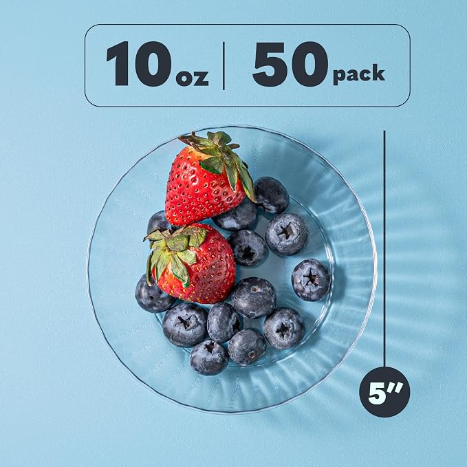 PLASTICPRO 50 Pack Plastic Bowls Crystal Like 10 oz Bowls Elegant Clear Plastic - Image 7
