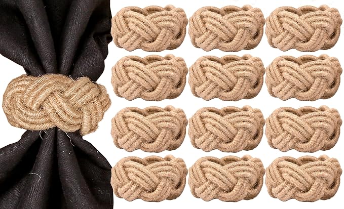 ALPHA Living HOME Round Jute Woven Napkin Rings, Water Hyacinth Easter Napkin by ALPHALivingHOME