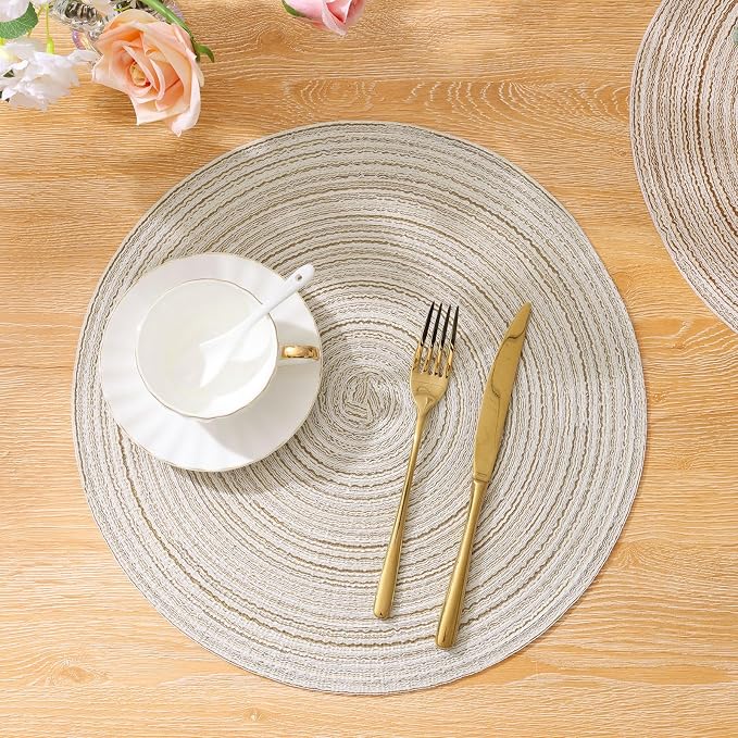 SHACOS Round Braided Placemats Set of 4 Washable Table Placemats Cotton - Image 6