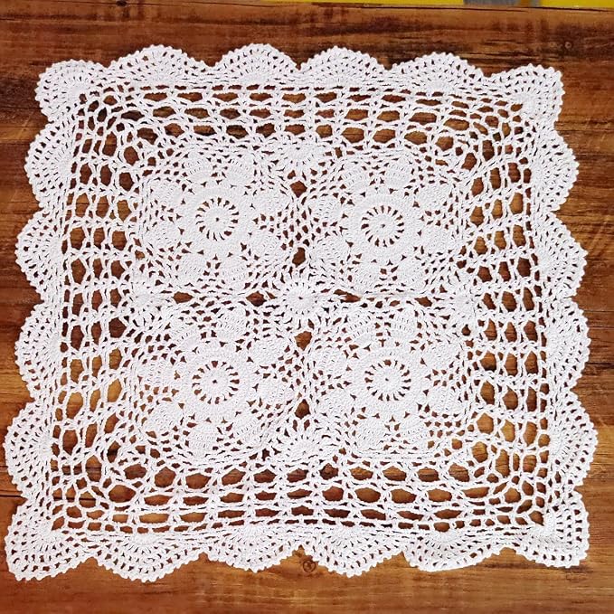 Cotton Handmade Crochet lace Table Runners Square Oval Tablecloth Doilies Doily - Image 7