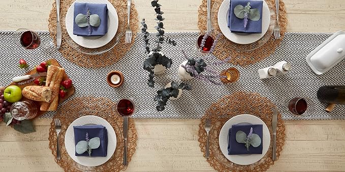 DII Woven Basic Tabletop Collection Chevron Table Runner, French Blue - Image 5