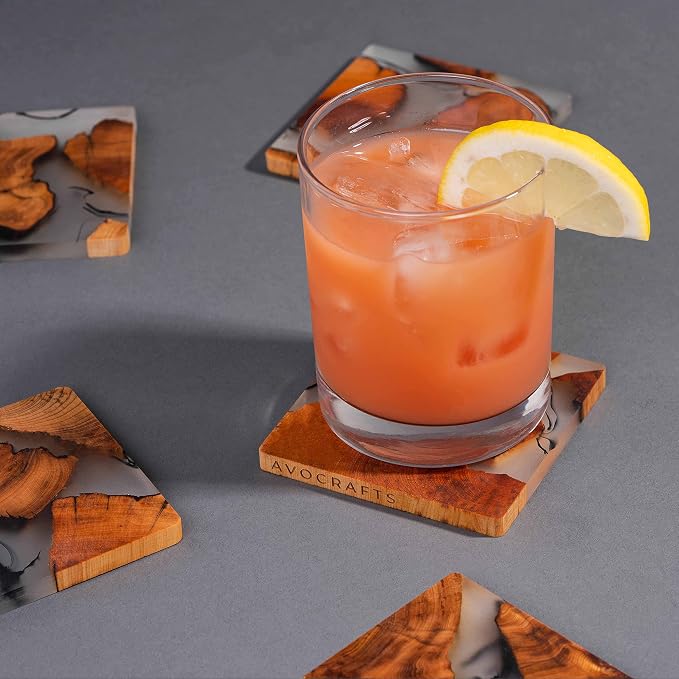 Wooden Coasters Set, Epoxy Modern Coasters - Image 2