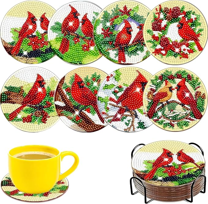 8 Pcs Diamond Art Painting Coasters Kits by Unknown