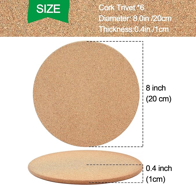 Cork Trivet, 4 Pack High Density Thick Cork Coasters Set - Image 2