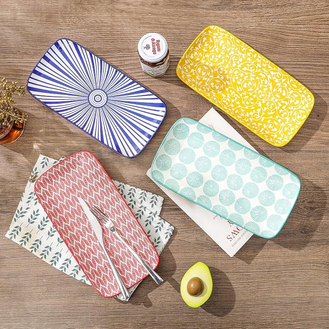 Selamica Ceramic Rectangular Serving Platters Set of 4, 12 Inch Serving - Image 3