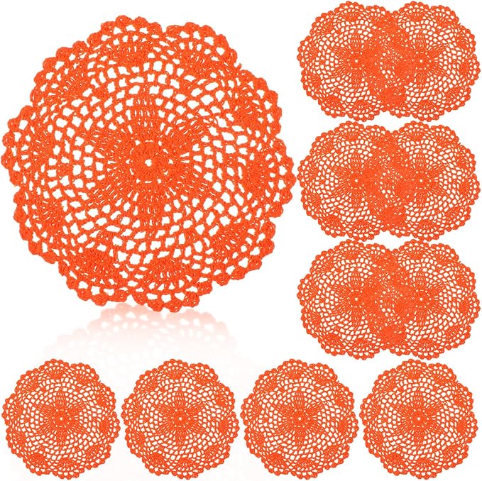10 Pcs 8 Inch Cute Crochet Doilies Crochet Flower Coasters Handmade Cotton by Gandeer