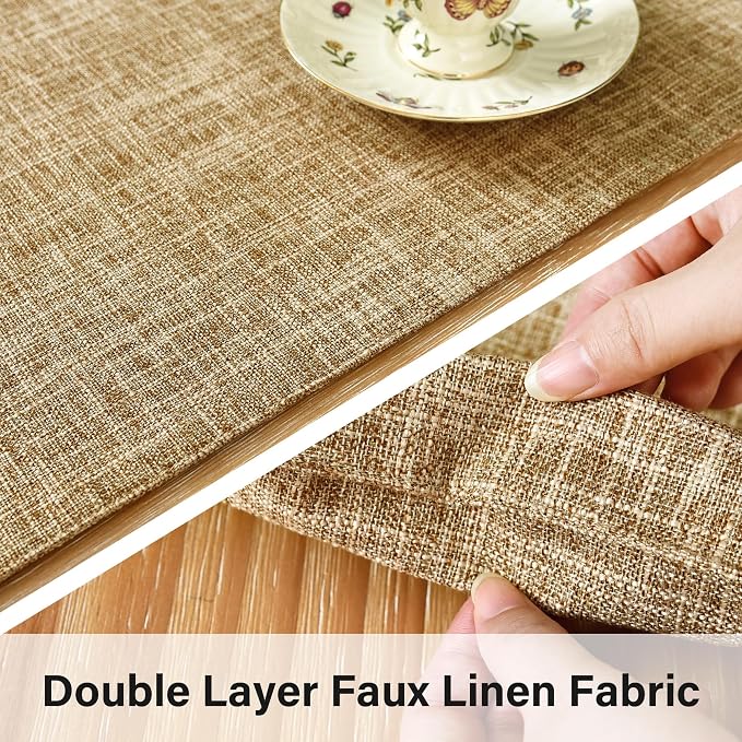 NEWISHER Reversible Double Layer Table Runner Faux Linen Fabric, 13x60inch | - Image 3