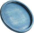 Hrastany Round Blue Wood Decorative Tray by Hrastany