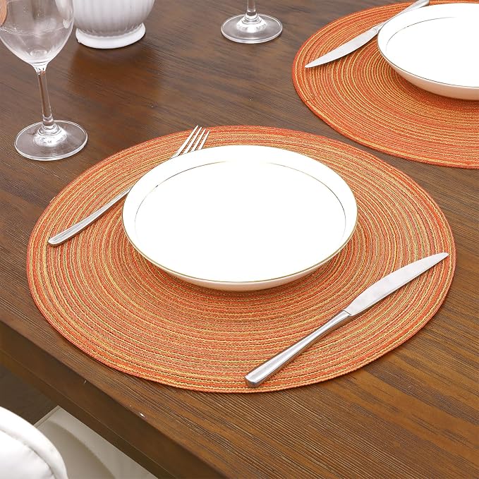 SHACOS Round Placemats Set of 4 Woven Braided Place Mats Table Placemats 15 - Image 2