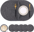 Homaxy Round Faux Leather Placemats and Coasters, Dark Grey | Washable by Homaxy
