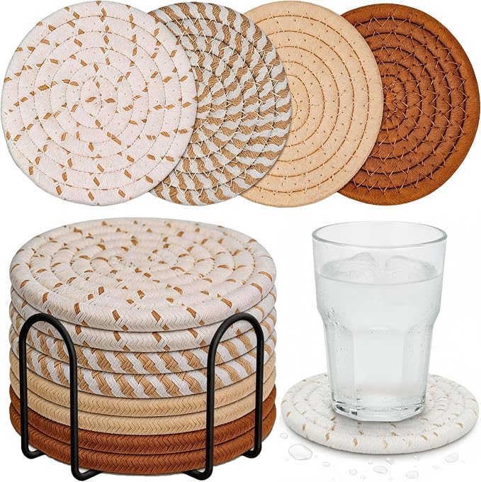 8 Pack Absorbent Coasters Set for Drinks by AUMISKY