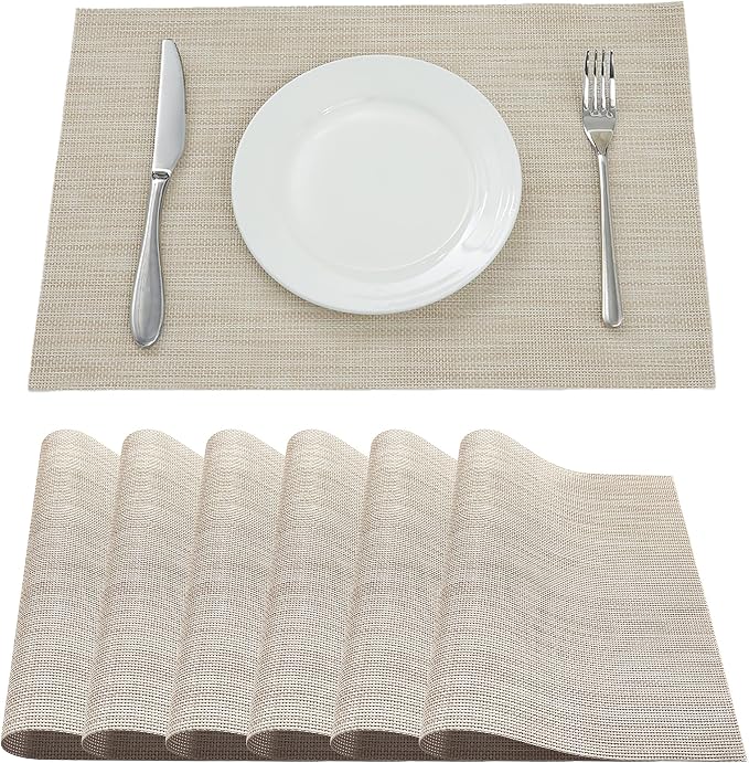 Table Placemats Dining Table Place Mats Set of 6 Heat Resistant Insulation by Yiaizhuo