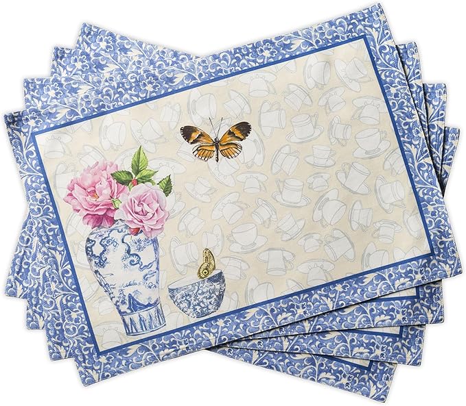 Maison d' Hermine Placemats Set of 4 Reusable 100% Cotton | Cloth Place Mats by MaisondHermine