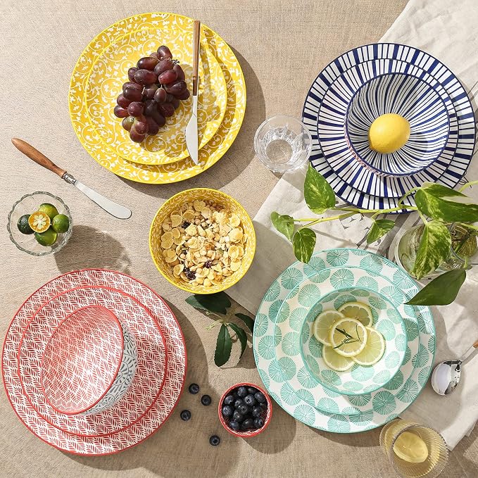 Selamica Ceramic Dinnerware Sets, 12-Pieces Plates and Bowls Sets, Scratch - Image 3