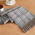 Macrame Style Boho Table Runner, 12x90 Inch Grey | Woven Boho Table Runner by ZEEMARTONLINE