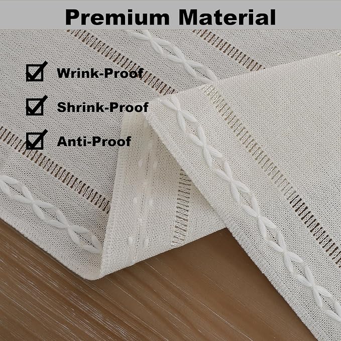 Gernaice Boho Table Runner, Rustic Cotton Linen Farmhouse Table Runners - Image 4