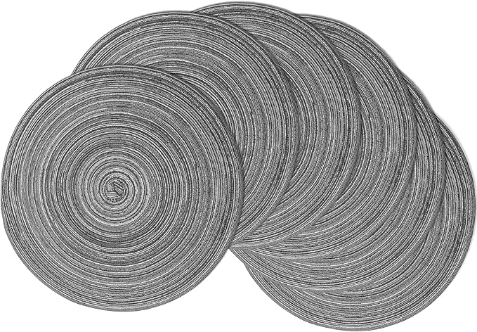 MIAOMIAO Round Placemats Set of 6 Woven Braided Place Mats | 14.5 Inch Cotton by Unknown