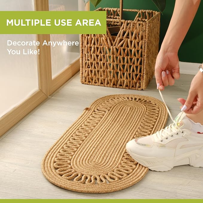 Oval Jute Table Runner | Woven Braided Dining Runner | Natural Textured Rattan - Image 2