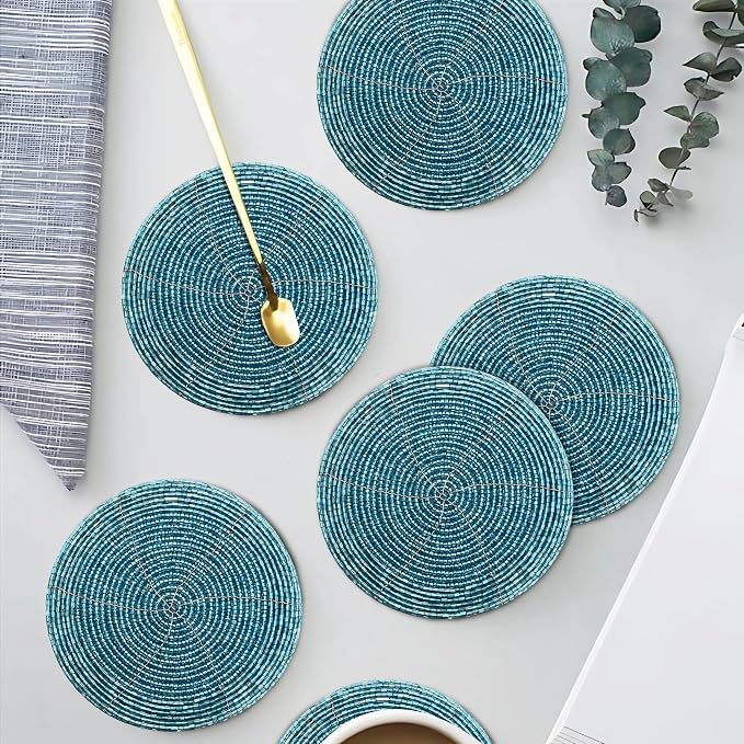 Handmade Beaded Bar Drink Tabletop Protection Coasters - Image 9