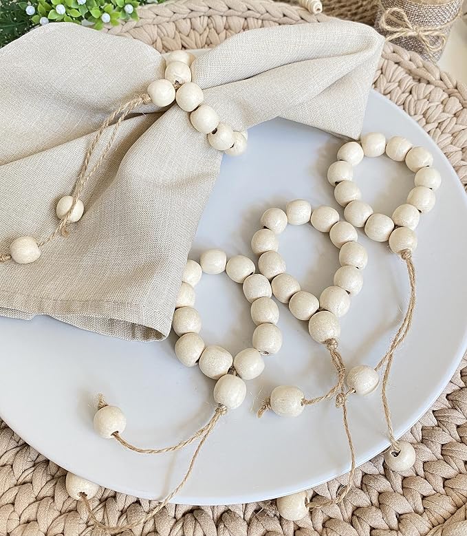 Handmade Napkin Ring with Wood Beads & Jute Twine - Image 6