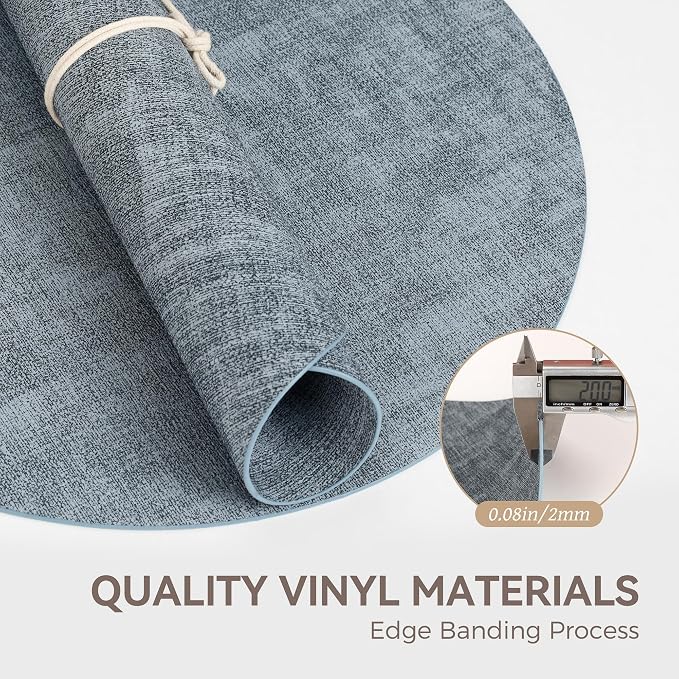 13" Round Placemats Set of 12, Reversible Faux Leather Heat Resistant Table Mats - Image 5