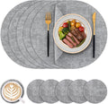 Homaxy Round Faux Leather Placemats and Coasters, Light Grey | Washable by Homaxy