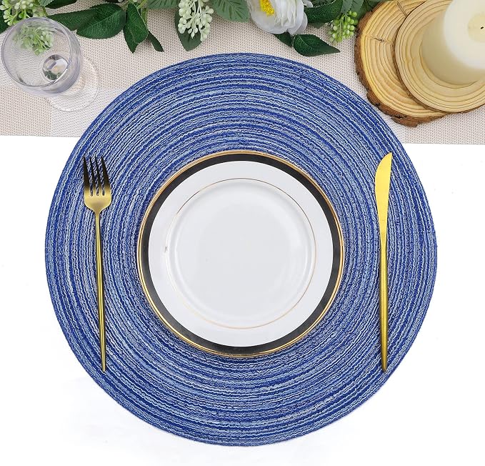 SHACOS Round Braided Placemats 15 inch Set of 4 Washable Cotton Polyester - Image 5