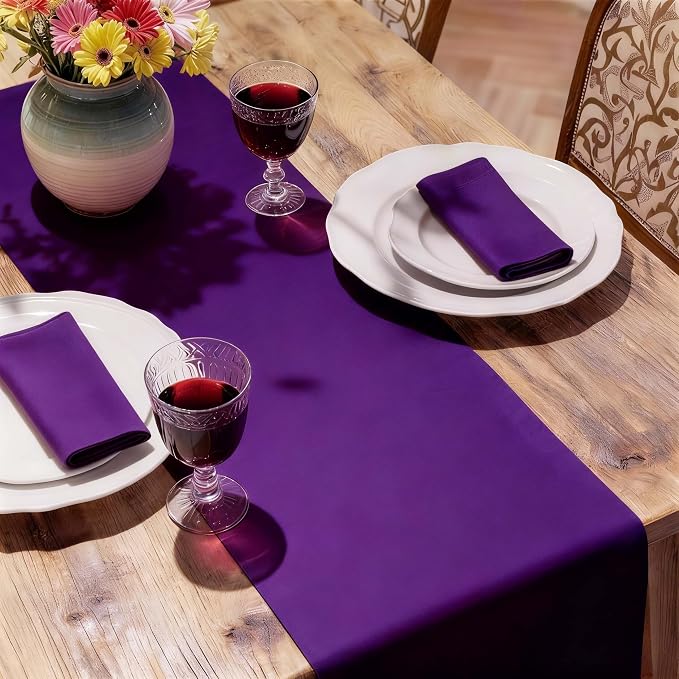 MEANMOY Purple Table Runner 108 Inches Long Waterproof Table Runners | Washable - Image 6