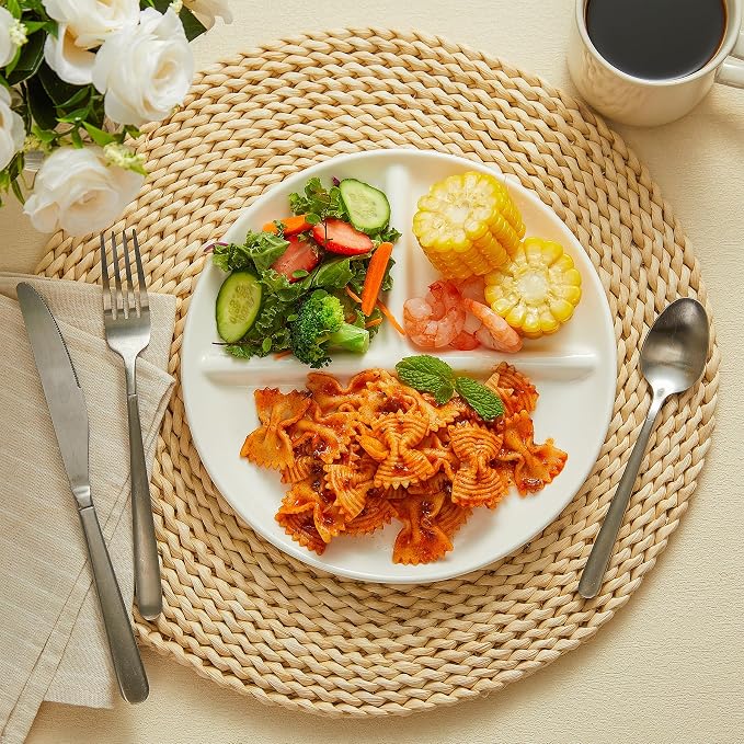 Sweese 9 Inch Porcelain Divided Dinner Plates Set of 2 – Encourage Healthy - Image 3