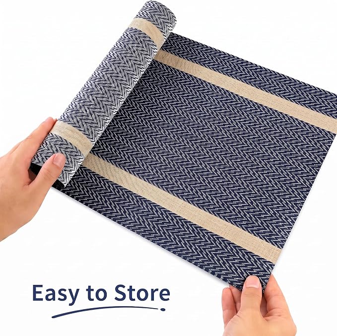FAVE Woven Navy Blue Table Runner Woven - Image 8