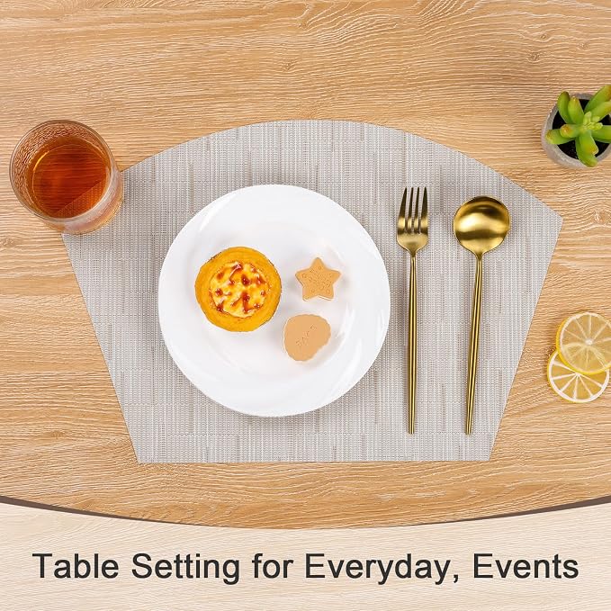 SHACOS Wedge Placemats for Small Round Table Set of 4 Woven Vinyl PVC Placemats - Image 8