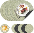 NCUE 13" Faux Leather Round Placemats Set of 6, Reversible Dual-Color | by NCUE