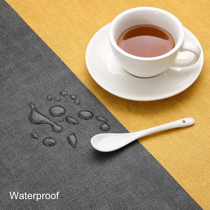 Table Runners 94 Inch Long, Dual-Sided Faux Leather Table Runner | Waterproof - Image 3