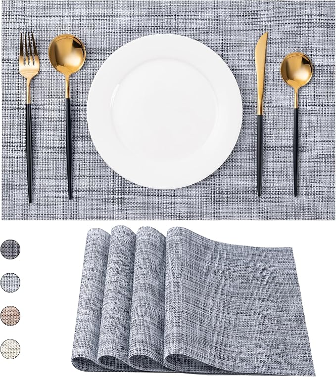 Placemats Set of 4 Washable Indoor | Outdoor Vinyl Place Mats by CADONO