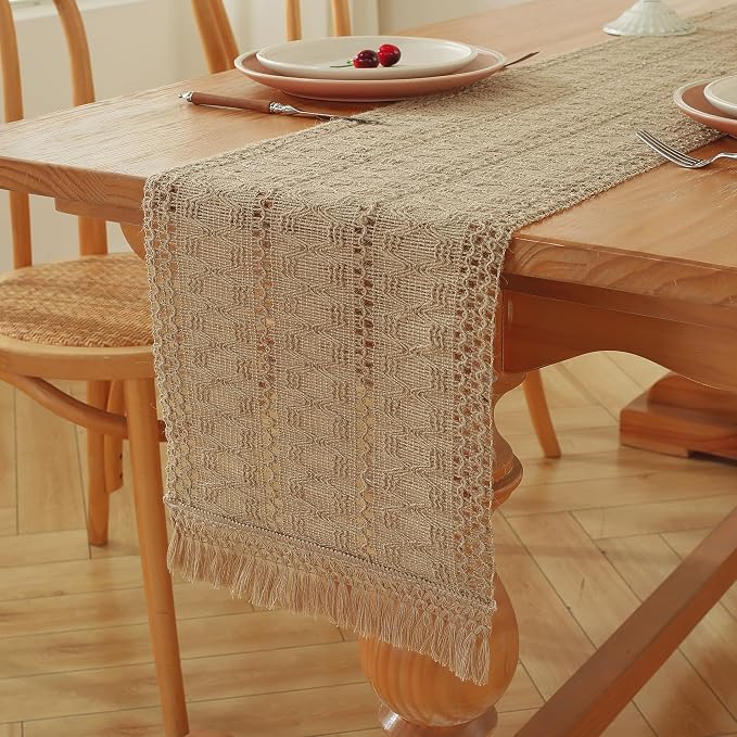 Burlap Boho Table Runner for Home Decor - Image 6