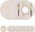 Homaxy Round Faux Leather Placemats and Coasters, Wipeable Place Mats, by Homaxy