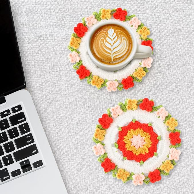 Crochet Flower Coasters, Handmade Bouquet Coasters - Image 5