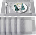 Placemats Set of 4, Vinyl Weave Silver Non Slip Table Mats | Heat Resistant by BxzanDya-LifeSmartMaker