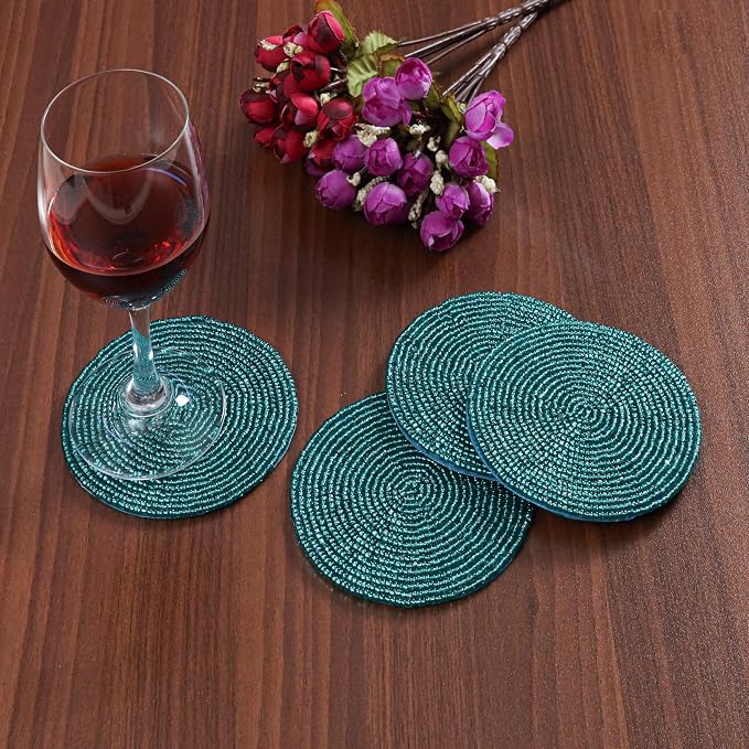 Handmade Beaded Bar Drink Tabletop Protection Coasters - Image 6