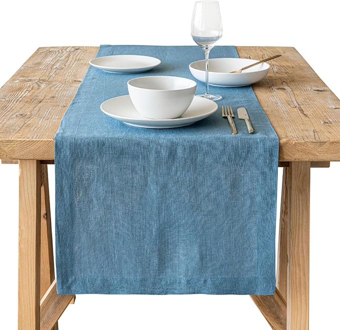 Over&Back 18x90 Washed 100% Linen Table Runner by overback