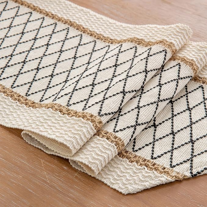 Table Runner, Boho Style with Tassels, Cotton & Linen, Farmhouse Home Decor - Image 4