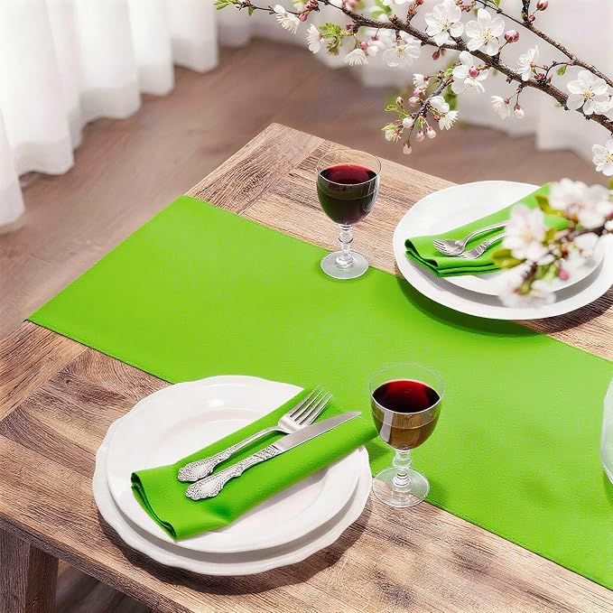 FOLINS&HOME Lime Green Waterproof Decorative Table Runner 36 Inches Long | - Image 2