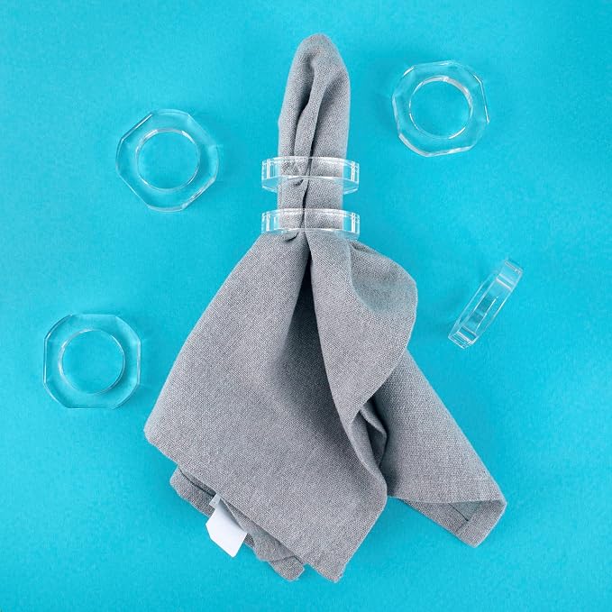 Clear Acrylic Napkin Rings, Bulk Set of 12, Table Settings | 2.25x2.25x0.5 in - Image 5