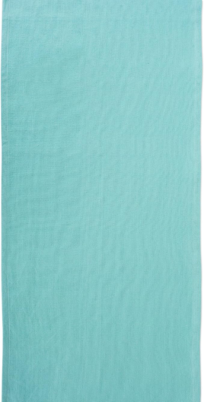 DII Everyday Collection, Fringed Check Tabletop, Table Runner, Solid Aqua - Image 2