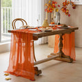 Orange Fall Table Runner Cheesecloth 120 Inch Thanksgiving Home Decorations | by KEKETOARRANGE